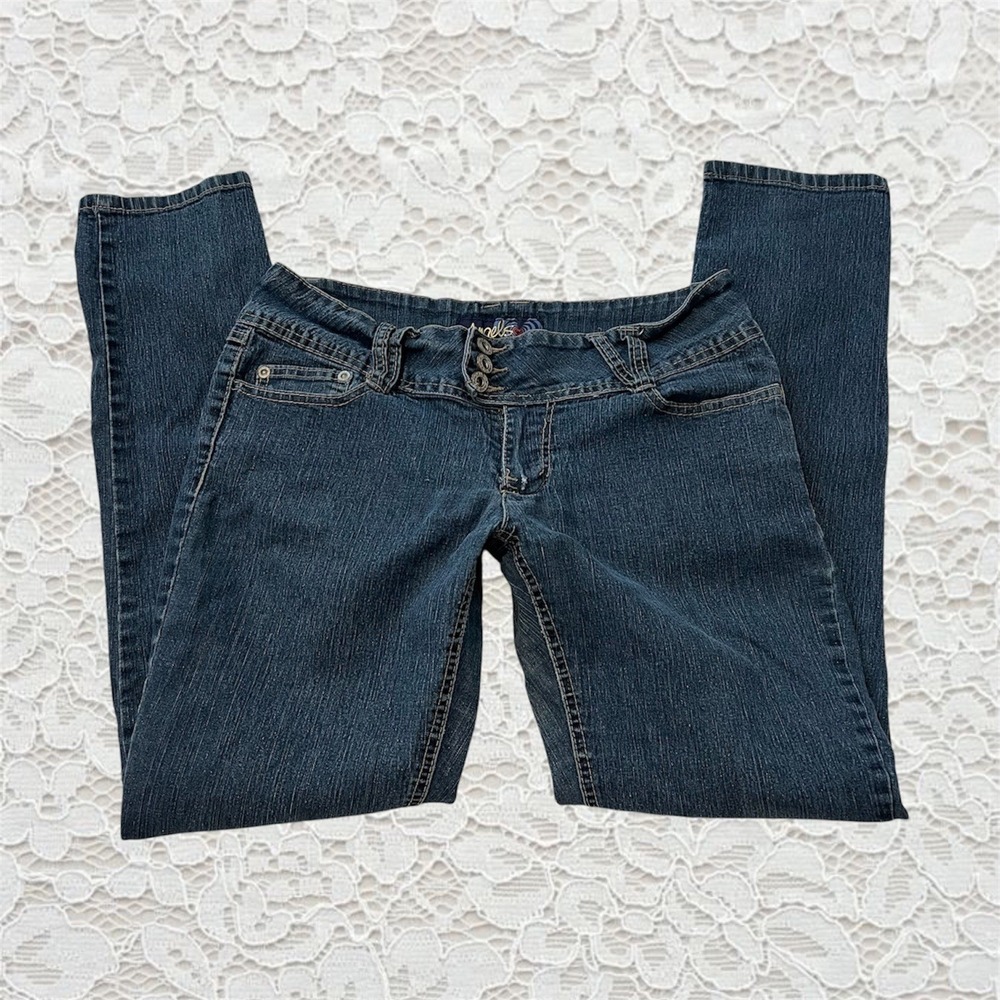 vintage y2k angels low rise dark wash jeans